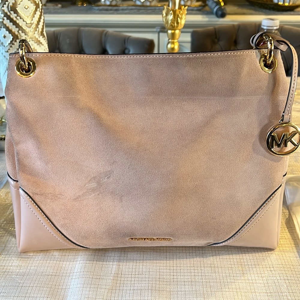 pink suede mk purse